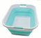 SAMMART 41L Collapsible Plastic Laundry Basket - Foldable Pop Up Storage Container/Organizer - Portable Washing Tub - Space Saving Hamper/Basket (Weiß/Seegrün)
