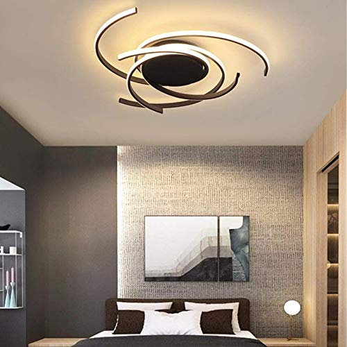 minifair Moderne LED-dimmbare Deckenleuchte mit Fernbedienung Kücheninsel Lampe Esstisch Kreative Spirale Blumenform Design Metall Acryl Decke Kronleuchter Beleuchtung, Schwarz