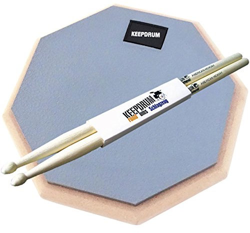 keepdrum DP-GY8 Drum Pad Practice Pad Grau Übungspad 8“ + Drumsticks 1 Paar