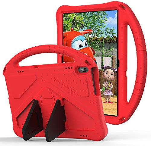 Tading Funda infantil para Lenovo Tab M10 P10 de espuma EVA respetuosa con los niños funda protectora con soporte para Lenovo Tab M10(TBX605L X605F) M10 HD (TBX505L X505F) P10(TBX705F X705L) rojo