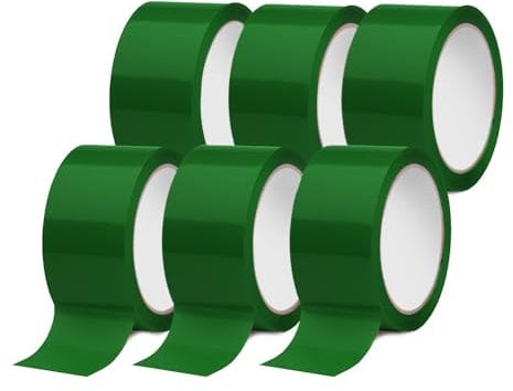 IMBALLAGGI 2000 - Nastro Adesivo Pacchi Verde in Polipropilene, 6Pz 5cm x 66Mt x 76mm, Nastro Adesivo Colorato Resistente a Strappo Silenzioso, Nastro Imballaggio per Spedizioni, Scatoloni e Trasloco