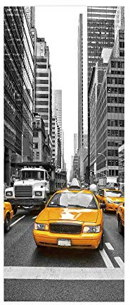 SHOMEY Stickers Muraux Porte 3D Auto-Adhésif Taxi de New York 83 x 204 cm Papier peint porte PVC étanche Autocollant Porte pour Cuisine Chambre Salle Porte Décor