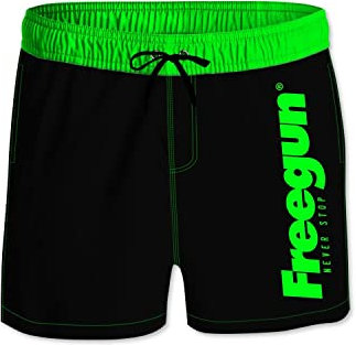 FREEGUN Maillot de Bain Garçon Piscine, Short de Bain Enfant, Léger, Ajustement Parfait et avec Doublure, Noir Taille 8 ans/10 Ans