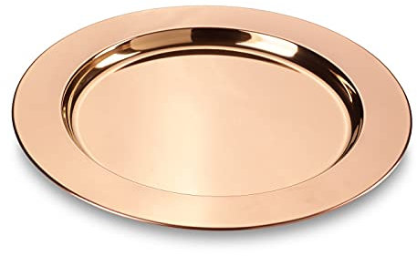 Echtwerk Platzteller/ Servierteller Set Shiny, Unterteller aus hochwertigem Edelstahl, Edelstahlteller, Dekoteller für Hochzeiten, Servierplatte, Tischset, Ø 33,2 cm, Kupfer-Edition, 2 teilig