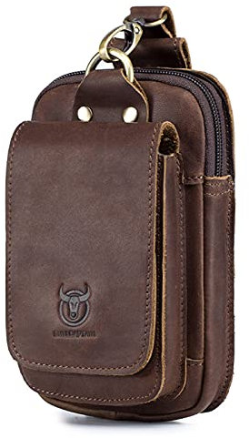 Leepesx Herren Vintage Leder Gürteltasche Reise Geldbörse mit Handyfach