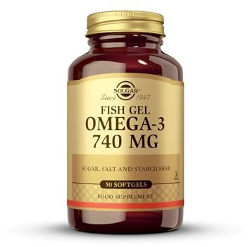Solgar Fish Gel Omega-3 740 mg Softgels - Pack of 50 - Supports Heart, Brain and Eye Health - Gluten and Dairy Free