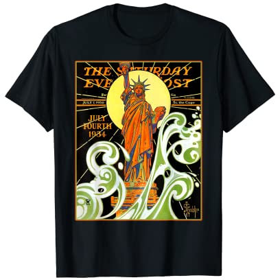 Lady Liberty Statue of Liberty Waves NYC New York Vintage T-Shirt
