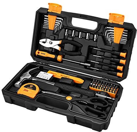 Werkzeugkoffer Werkzeugkasten Werkzeug Koffer Werkzeugset Werkzeugbox:DEKO Werkzeugkiste Bestückt 62-tlg. Universal Komplett mit Werkzeuge Handwerkzeug - für Herren zum Haushalt Werkstatt DIY