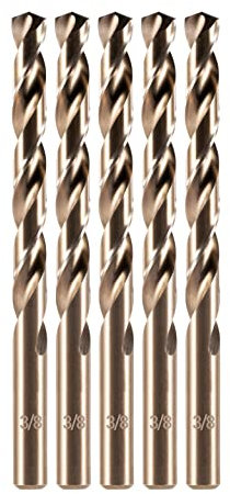 amoolo Juego de 5 brocas de cobalto de 8 mm, M35 HSS métricas de cobalto para metal duro, acero inoxidable, hierro fundido