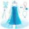 LOBTY Fille Robe de Princesse Elsa avec Accessoires Déguisement de Reine des Neiges Costume de Princesse Anniversaire Fête Noël Partie Halloween Carnaval Cosplay Robe pour Enfants