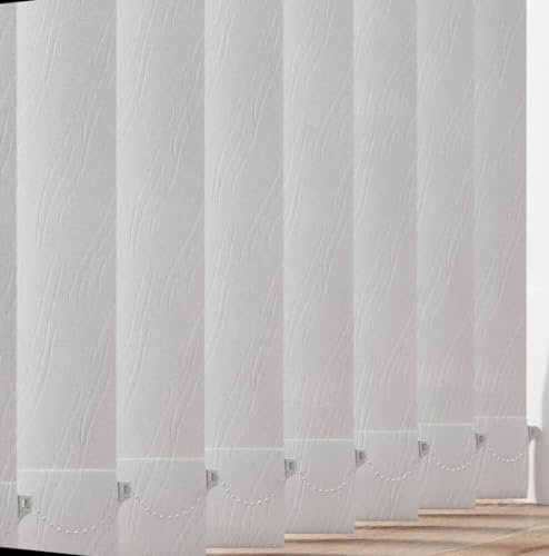 ATLANTIC WHITE Vertical Blinds Slats Made to Measure 89mm (3.5 Wide) with FREE Weights Chain & Hangers - By EXACT BLINDS.