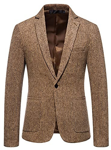 Blazer Homme Carreaux Veste de Costume,Veste Gilet Homme Travail Manteau de veste de costume de poche à boucle à carreaux rétro mince pour hommes automne et hiver Veste Ski Homme Grande Taille