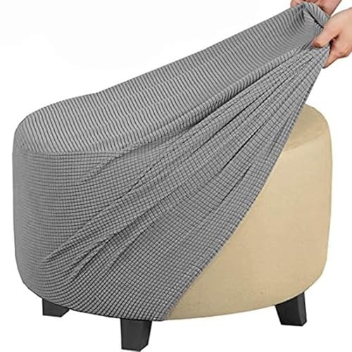 Acdler Runde Stretch-Ottomanenbezug Mit Elastischer Unterseite, Luxuriöser Samt-Pouf-Überzug Für Wohnzimmer (Color: A18, Size: 50-58CM)