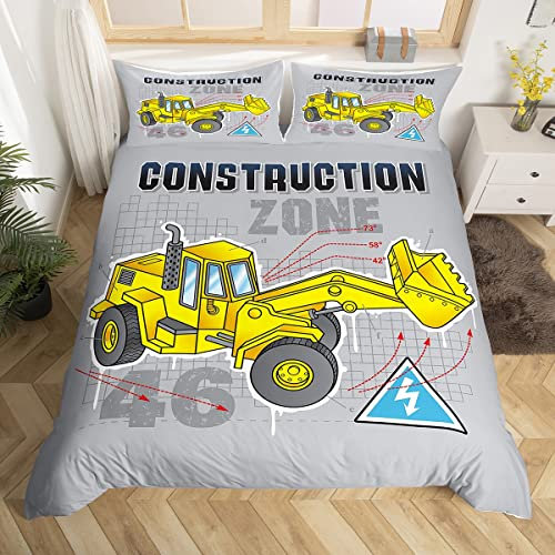 Niños Dibujos Animados Construcción Funda nórdica Excavadora Juego de Cama para niños Niños Tractor Cubierta de edredón Vehículos Camión Coche Funda nórdica Tamaño King