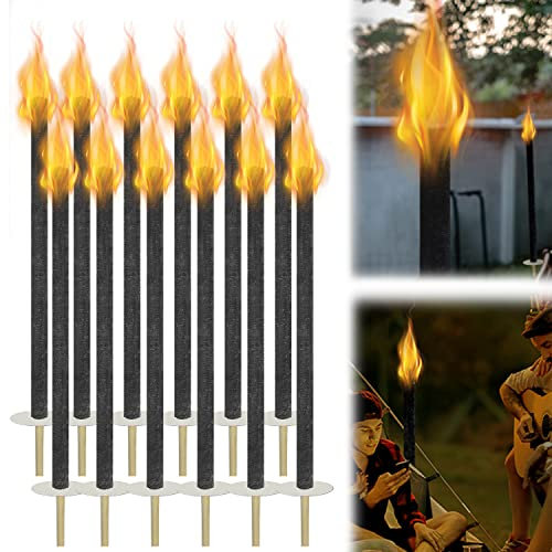 TRMLBE Fackeln für Draußen 10 Stück Wachsfackeln aus Natürlichem Wachs Gartenfackeln Brennzeit 100 min Fackeln für Fackelwanderung mit Extra Langem Griff, für Garten Wanderung Lagerfeuer