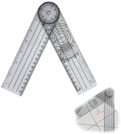 Goniometer 6.9x1.8in 0 to 360° Angle Transparent Angle Ruler Plastic Goniometer Ruler Measuring Tool for Drawing Clear Can Rotate Body Measuring Tape