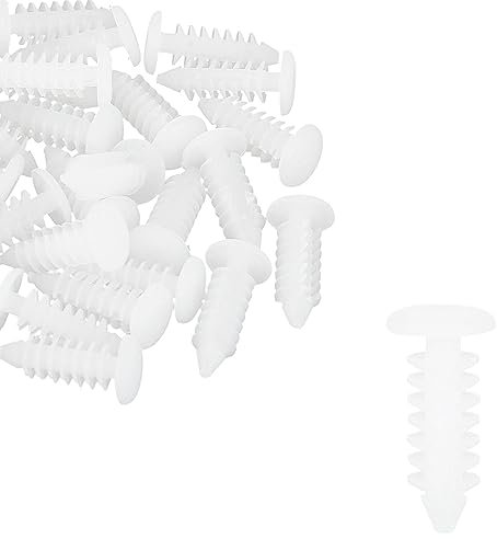 Lot de 40 rivets en plastique de 6 mm de diamètre pour pare-chocs de voiture Blanc