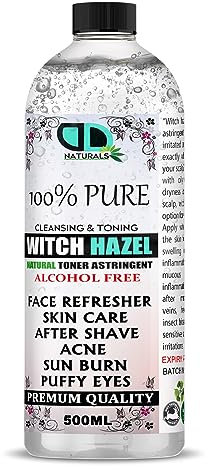 Witch Hazel Alcohol Free Pure Natural Facial Gentle Unscented Cruelty Free, Vegan, Cleansing & Toning - Aromatherapy, Skincare and DIY Beauty Recipes (500ML)