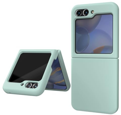OHLIGIA Samsung Galaxy Z Flip 5 Liquid Silicone Case with Ring Protective 3 Layer Shockproof Phone Cover with Anti-Scratch Soft Microfiber Lining for Galaxy Z Flip 5 5G (2023) (Light Green)