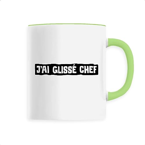 Mug J'ai glissé chef, la 7ème compagnie - Imprimé en France - Tasse originale en céramique - Cadeau Anniversaire Film et Série Humour original rigolo (Vert)