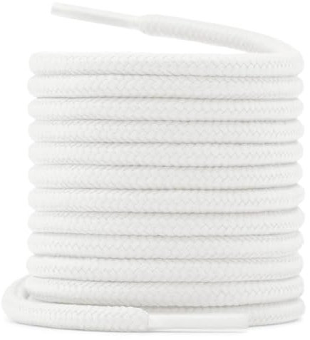 WEGOODZF Sportschuhe Farbige Rund Schnürsenkel: 2 Paar 4MM Dicke 120CM Weiß Schuhbänder für Turnschuhe