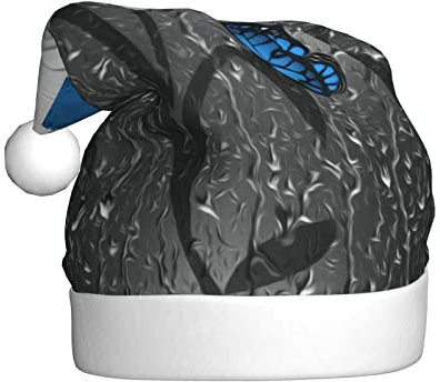 Jmorco Weiße blaue Gänseblümchen-Weihnachtsmütze für Erwachsene Weihnachtsmütze für Heiligabend Geschenke Neujahr Festliche Feiertagsparty Supplies