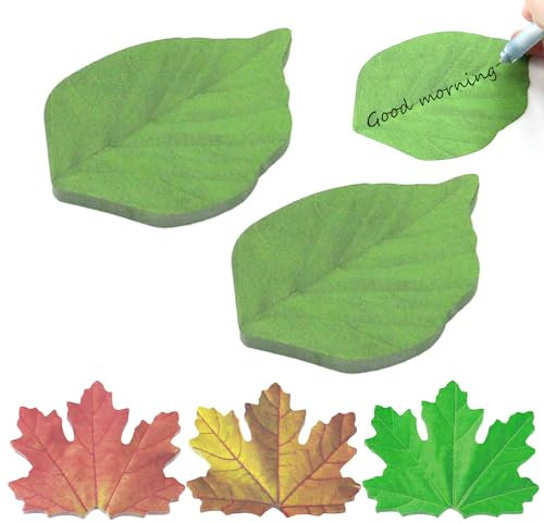 250 Stück Blatt-Haftnotizen, Nachrichtenaufkleber, Kleine Haftnotizen, Schöne Selbstklebende Haftnotizen in Blattform, Geeignet Für Büro, Schule Und Zuhause (Rot, Grün, Gelb)