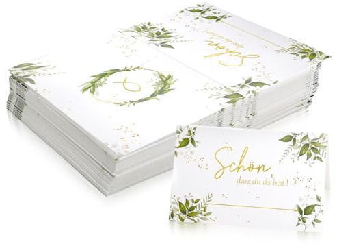 Lhbwhiz 50 Stück Tischkarten,Elegantes Tischdekoration Namenskarten,zum Premium Sitzkarten für Taufe Feier,Hochzeit,Geburtstag mit Text Schön Dass Du Da Bist