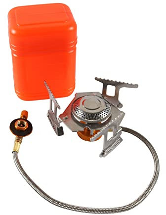 AMAZWI Professioni Picnic da Campeggio Mini Fornello Antivento/Fornello A Gas Portatile Fornello Diviso All'aperto Facile da installare e Utilizzare(Size:Without igniter)