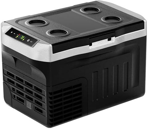 EUHOMY Refrigerador de 12 voltios, enfriador de 22 cuartos (21 L) 12 V, enfriador eléctrico de compresor --15.6 °C ~ 20.0 °C, refrigerador de 12 V 12/24 V CC 100-240 V CA, congelador portátil para