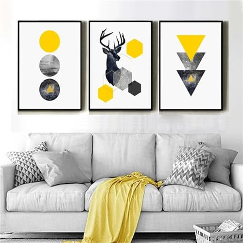 5D DIY Diamond Art Painting Kits Vollbohrer, Nordischer Hirsch Strass Kreuzstich Stickerei 3 Stück Diamant Malerei Bilder Painting nach Zahlen für Kinder Erwachsene Wohnwand Dekor 25x35cm T-148