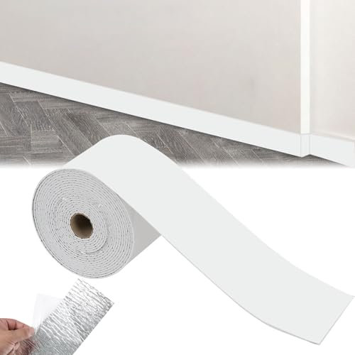 Weichsockelleiste Selbstklebend, Zierleisten Selbstklebend 10 CM x 5 Meter, Flexible sockelleiste selbstklebend, Weiß