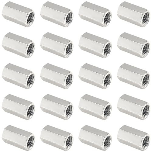 LHUIDDH 20 PCS M8*20mm Hex Carbon Steel Zinc Plated Long Rod Nuts