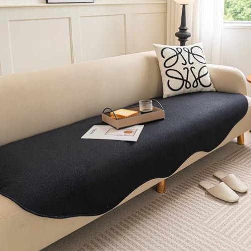 UracOn Sofabezug - Ultra Weicher Sofaschoner rutschfest - Universal 1 2 3 4 Sitzer Sofabezug u Form Couch überwurfdecke - Geeignet für alle Jahreszeiten - (Schwarz 90 x 90cm)