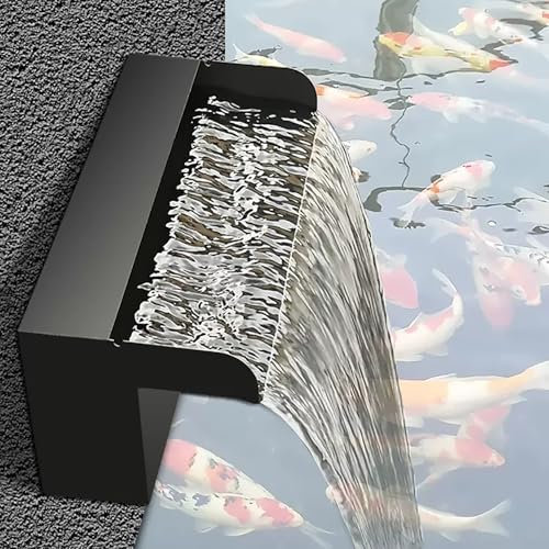 SBCWH Teich Wasserfall Überlauf, schwarzer Pool-Brunnen, Wasserspiel, Edelstahl Wasserfall Brunnen für den Innen- und Außenbereich, für Garten, Terrasse, Hinterhof(90cm/35.4in)