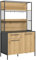 Singleküche >Kit< in grau Melamin 2 Türen 1 Einlegeboden 1 Schubkasten Teilauszug Küche, Appartement, Büro, Studio, Partyraum Stange mit 5 Haken unter Ablageboden, seitliche Gitter 114x199x56 (BxHxT)