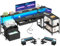 Coleshome Schreibtisch L Form mit Schubladen, 195x100cm Gaming Tisch mit Steckdose, LED & Monitorständer, Reversibler Eckschreibtisch mit Stauraum, Computertisch mit Regal für Büro, Schwarz