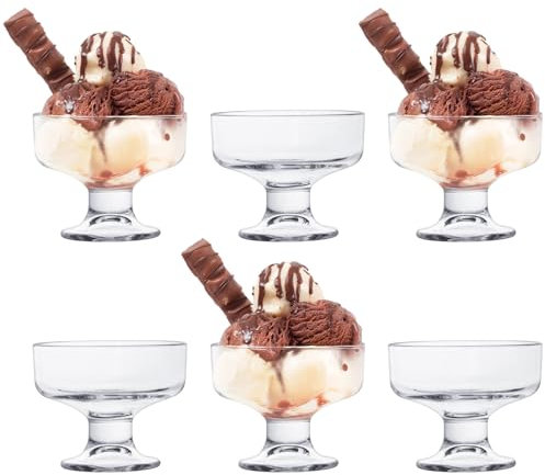 Viceda Prawn Cocktail Glasses, Dessert Cups, Wide Bowl Dessert Cups, Sundae Ice Cream Bowls Set of 6, Appetiser Fruit Salads Glasses, Dessert Sundae Cocktail Dishes