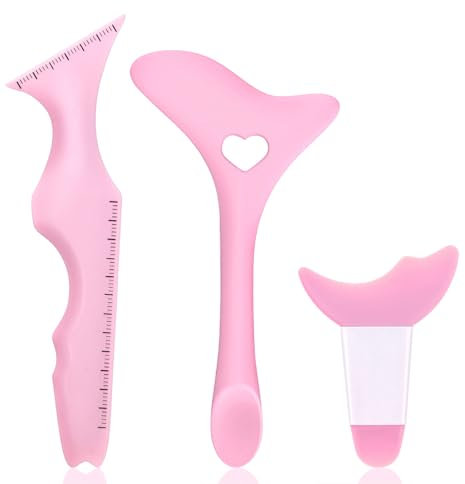Noerrors Eyeliner-Schablone 3 Stück Flügelspitzen Silikon-Make-up-Werkzeugset Hilfe Wiederverwendbare Augenlidstrich-Schablone Applikator Guide Multifunktionale Lidschatten-Schild-Pads#Pink