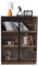 Hefo vitrine, schwarz Vitrinenschrank mit LED-Beleuchtung und Glastüren, Hängevitrine Glas Modern, glasvitrine stehend 3-stufigen Einlegeböden,80x32x106cm