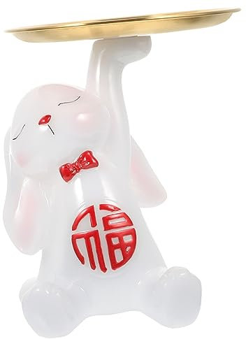 Cabilock Bunny Figurine Tray Dekorativer Schlüssel Und Schmuckablage Für Eingangsbereich Multifunktionale Keramikschale Für Wohnkultur Und Geschenkideen
