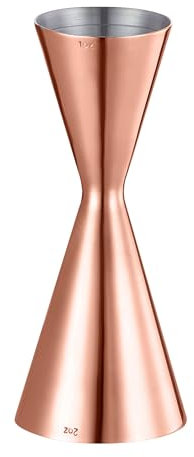 Debrabby Doseur fin pour barman - 8 mesures à l'intérieur - 56,7 g - 28,3 g - Professionnel - Double japonais de qualité alimentaire - Acier inoxydable - Accessoires pour barman (cuivre)