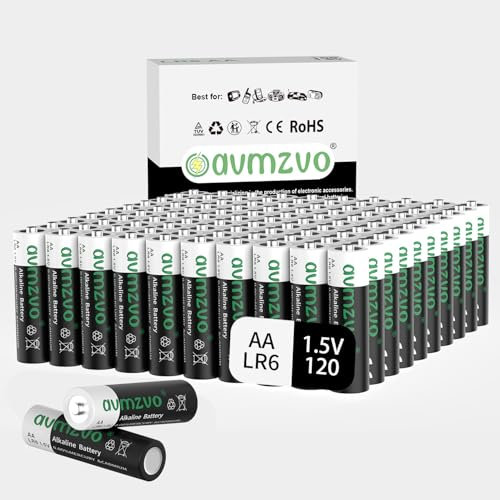 avmzvo AA batterien 120 stück, 1,5V Alkaline Batterien LR6, langlebige Power, Leistungsstark, Kann für Spielzeug, Wecker und andere elektronische Geräte verwendet Werden【10 Jahre Garantie】