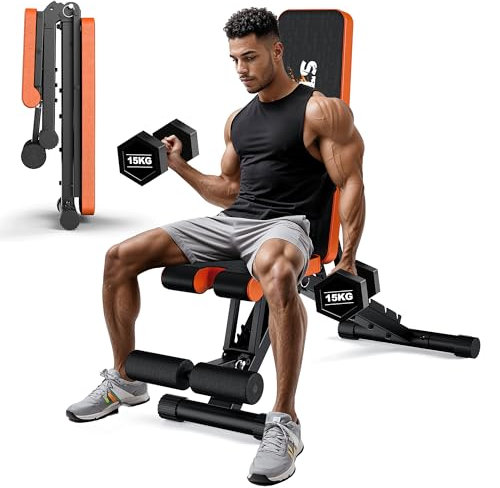 MettleMatic Hantelbank Klappbar Verstellbar - Multifunktions Trainingsbank für Zuhause mit 400KG Belastbarkeit, 4-in-1 Schrägbank Fitnessbank für Ganzkörpertraining