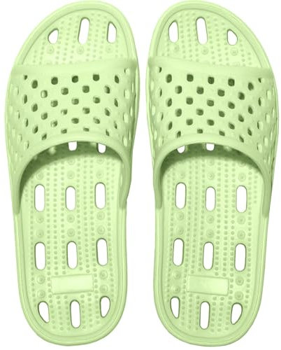 Badeschlappen Damen Herren rutschfeste Badelatschen Schnell Trocknende Duschhausschuhe Badeschuhe Sommersandalen Unisex Grün 41 EU Weit
