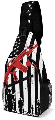 Sling Rucksack Armee-Veteran Amerikanische Flagge G-Un Art, Anti-Diebstahl Schulterrucksack Elegant Schultertasche Für Herren Sport Reisen