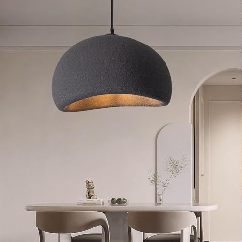 XinZe Moderne Pendelleuchte E27-Sockel Wabi-Sabi-hängeleuchte Hängelampe Im Japanischen Stil Polyethylen-Lampenschirm Kronleuchter For Esszimmer Wohnzimmer Esstisch Kücheninsel(Schwarz,60CM)