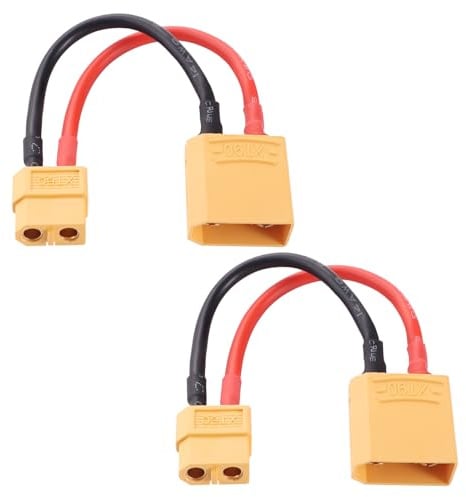 Lyeteung 2 Stücke Anschluss XT60 auf XT90, XT60 Buchse auf XT90 Stecker Adapter, mit 10cm 14AWG Silikonkabel, für RC LiPo Akku