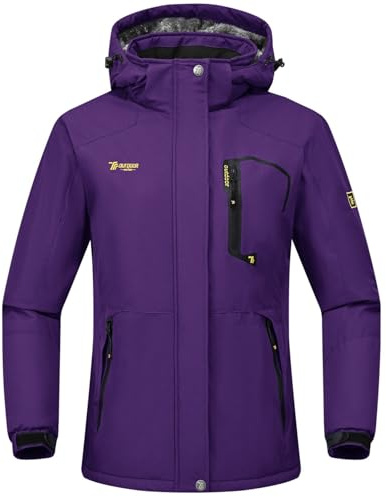Rdruko Winterjacke Damen Wasserdicht Skijacke Snowboardjacke mit Kapuze | Winddicht Atmungsaktiv Schneejacke Softshelljacke Fleece Gefüttert Verdickt Wanderjacke Winter Outdoor Jacken
