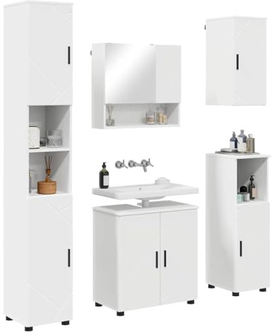 vidaXL Bathroom Furniture Set Wall-mounted 5 pcs White 61 x 35 x 64 cm,